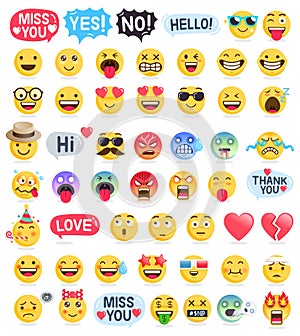 Emoji emoticons symbols icons set.