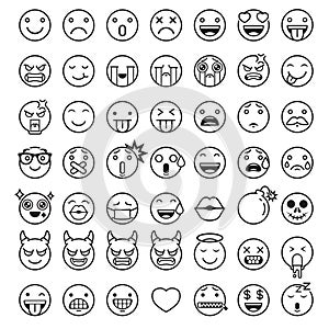 Emoji emoticons symbols icons set.