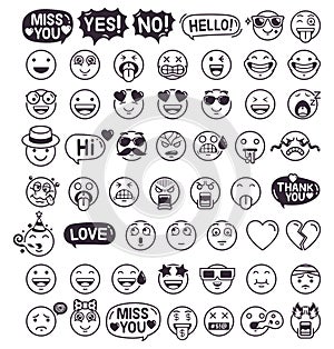 Emoji emoticons symbols icons set.