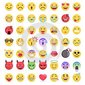 Emoji emoticons symbols icons set.