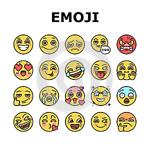 Emoji Emotional Funny Smile Face Icons Set Vector