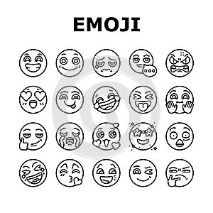 Emoji Emotional Funny Smile Face Icons Set Vector