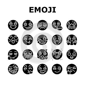 Emoji Emotional Funny Smile Face Icons Set Vector