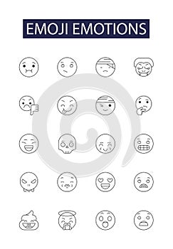 Emoji emotions line vector icons and signs. Smiling, Laughing, Grinning, Excited, Giddy, Flirting, Thumbs-Up, Winking photo