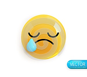 Emoji face. Realistic 3d design. Emoticon yellow glossy color. Icon in plastic cartoon style