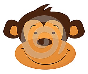 Emoji of the face of a smiling animal, monkey, vector or color illustration