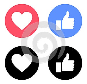 Emoji Facebook like and love icons color