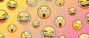 Emoji Faces Seamless Pattern â Funny Expression Background