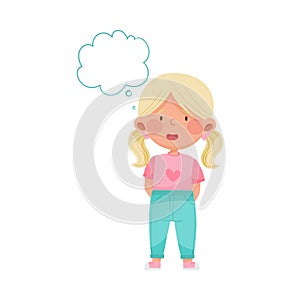 Emoji Girl with Ponytails Feeling Absent Mindedness Vector Illustration