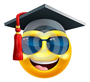 Emoji Graduate College Sunglasses Cartoon Emoticon