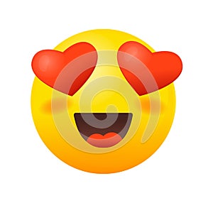 Emoji with heart eyes. Romantico emoticons for love vector photo