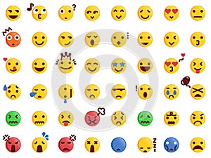 48 Various Emoticon Pack Collection in Modern Flat Style Vector