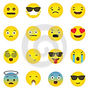 Emoji icon collection with different emotional faces