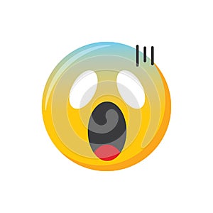 Emoji icon. Shocked face, scared emoticon vector illustration