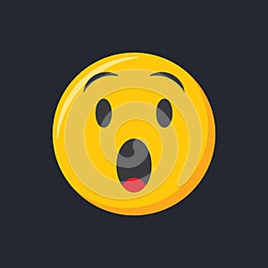 Emoji icon. Shocked face, scared emoticon vector illustration