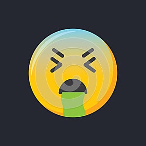 Emoji icon. Sick face, ill emoticon, vector illustration