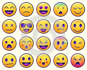 Emoji icons set. Emoticon for messenger, social media, web. Flat design. Vector