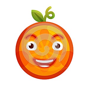 Emoji - laughing orange smile. Isolated vector.