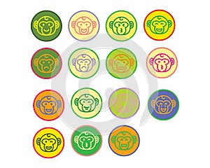 Vector Emoji Monkeys Set Icon