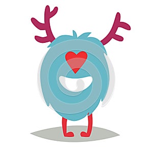 Emoji monsterin love. Cute enamored cyclop vector illustration photo