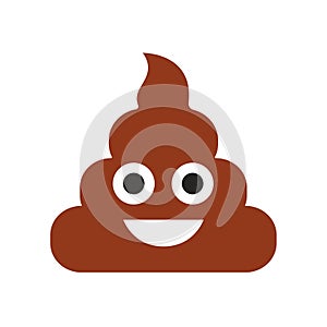 Emoji. Poop face. Cute emoticon. Flat smile. Vector illustration