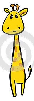 Emoji of a sad yellow-colored giraffe set on isolated white background vector or color illustration