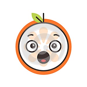 Emoji - scream orange smile. Isolated vector.