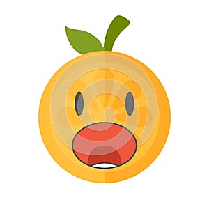 Emoji - scream orange smile. Isolated vector.