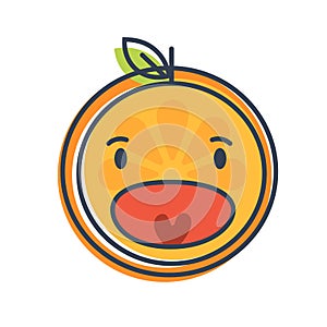 Emoji - scream orange smile. Isolated vector.