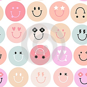 Emoji seamless pattern with funny faces. Great for fabric, textile, wallpapers. Vector illustration