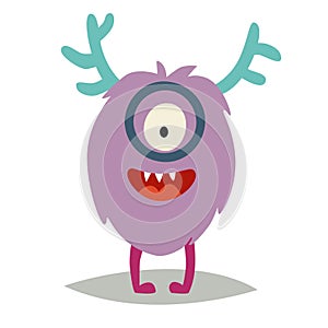Emoji smart monster. Cute clever cyclop vector illustration photo