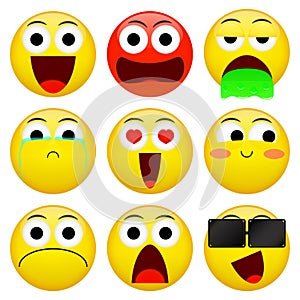 Emoji smile emoticon pack. Vector emotion illustration.