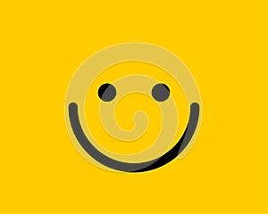 Emoji smile icon vector symbol on yellow background. Smiley face cartoon character wallpaper