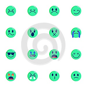 Emoji smiley collection, Emoticons flat icons set