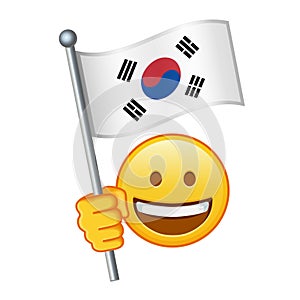 Emoji with South Korea flag Large size of yellow emoji smile