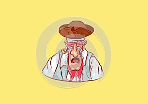 Emoji sticker seaman captain sailor mascot crying