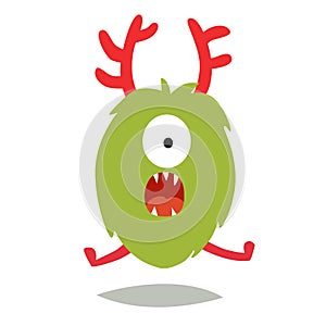Emoji surprised monster. Cute shocked cyclop vector illustration photo