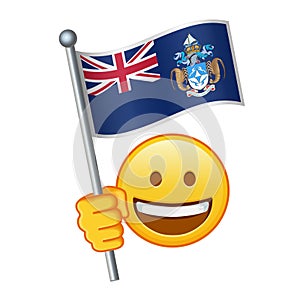 Emoji with Tristan da Cunha flag Large size of yellow emoji smile