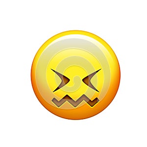 Emoji yellow doh, upset face and closing eyes icon photo