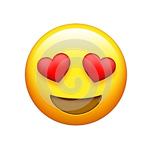 Emoji yellow face red heart eyes and big laugh icon