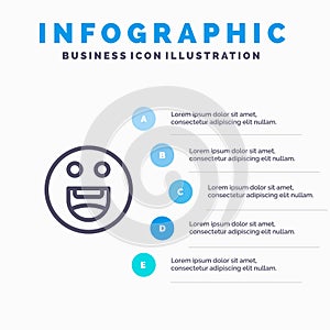 Emojis, Happy, Motivation Line icon with 5 steps presentation infographics Background