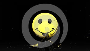 Emojis icons with facial expressions smile yellow face ball with water splash