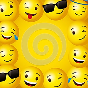 Emojis yellow round face background photo