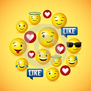Emojis yellow round face background photo