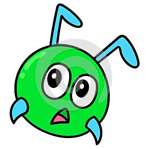 Emoticon of an ant head with a gawk in surprise, doodle icon image kawaii