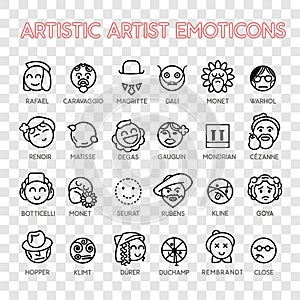 Emoticon artistic artist vector emoji Smile icon set for web photo