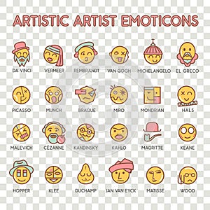 Emoticon artistic artist vector emoji Smile icon set for web photo