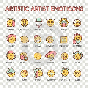 Emoticon artistic artist vector emoji Smile icon set for web photo