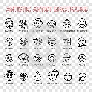 Emoticon artistic artist vector emoji Smile icon set for web