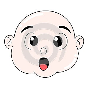 Emoticon baby boy head being surprised gape open mouth